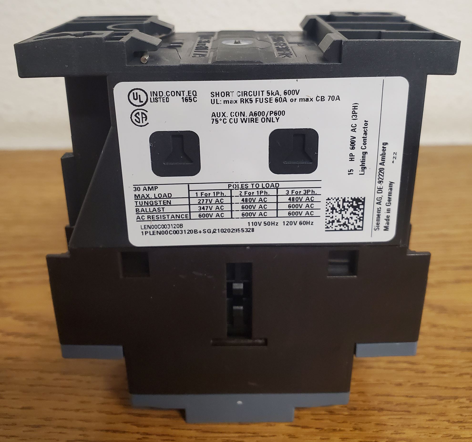 Siemens LEN00C003120B - Contattore Per Illuminazione 30A 110V/120V - Nuovo Mai Usato - Foto 4