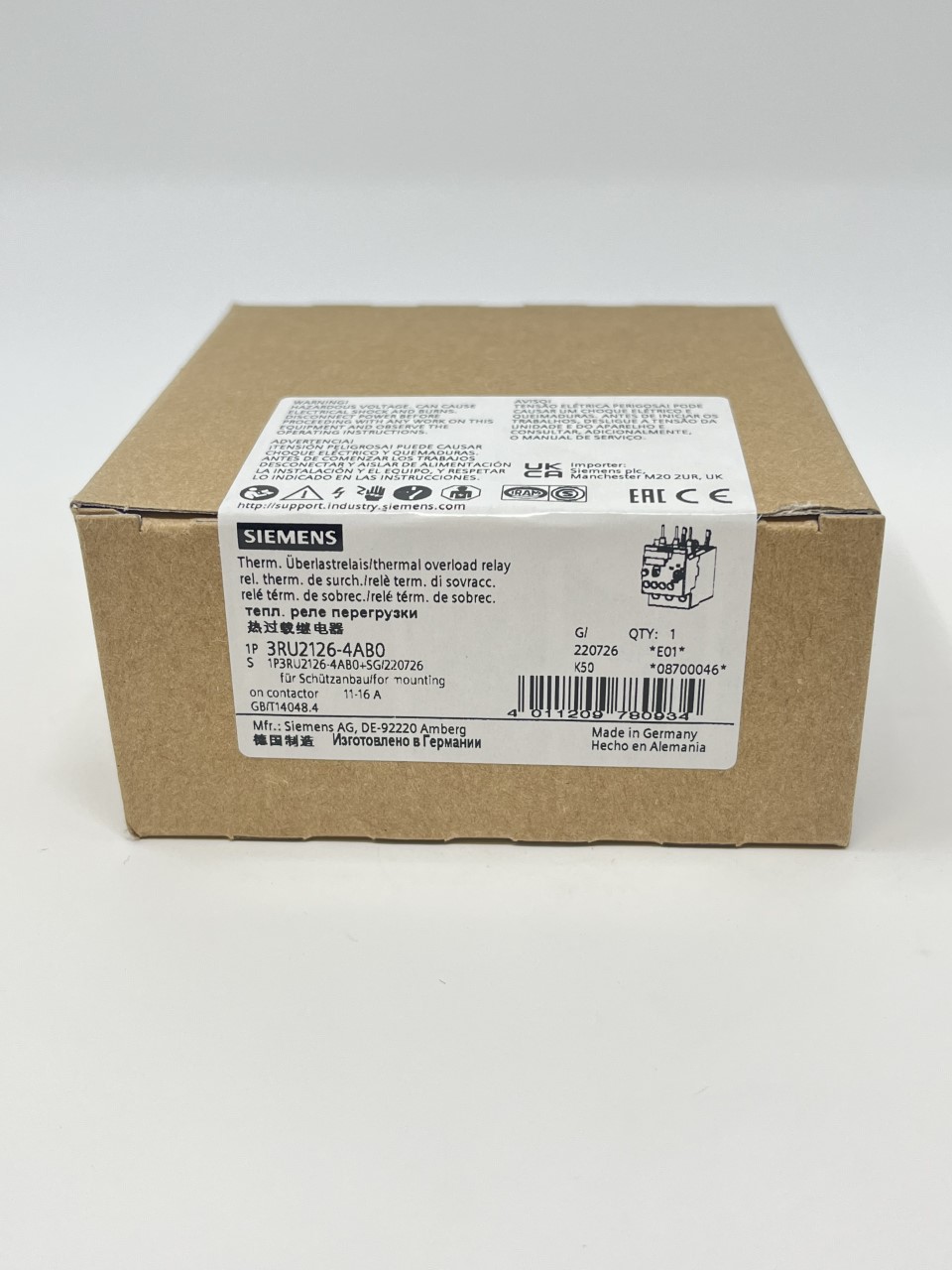 1PZ 3RU6126-4AB0 11-16A &ndash; Rel&egrave; O Componente Elettrico, Nuovo Senza Marca