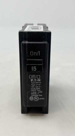 BR115 – EATON PLUG IN CIRCUIT BREAKER 15AMPS 10KAIC 1POLE 120-240VAC ...