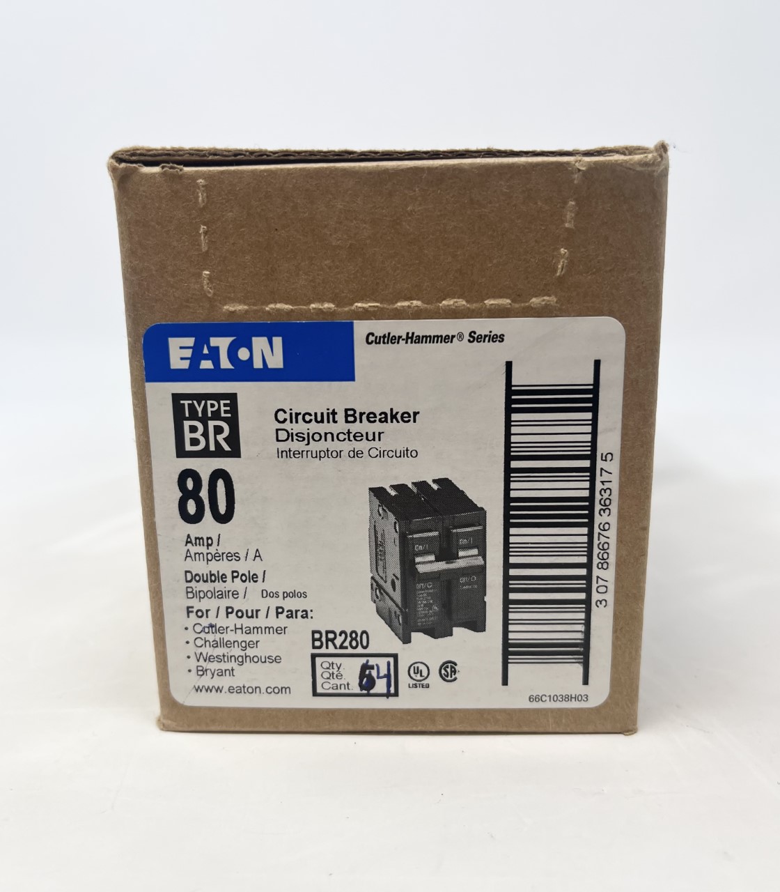 BR280 – EATON PLUG IN CIRCUIT BREAKER 80AMPS 2POLE 10KAIC 120-240VAC ...