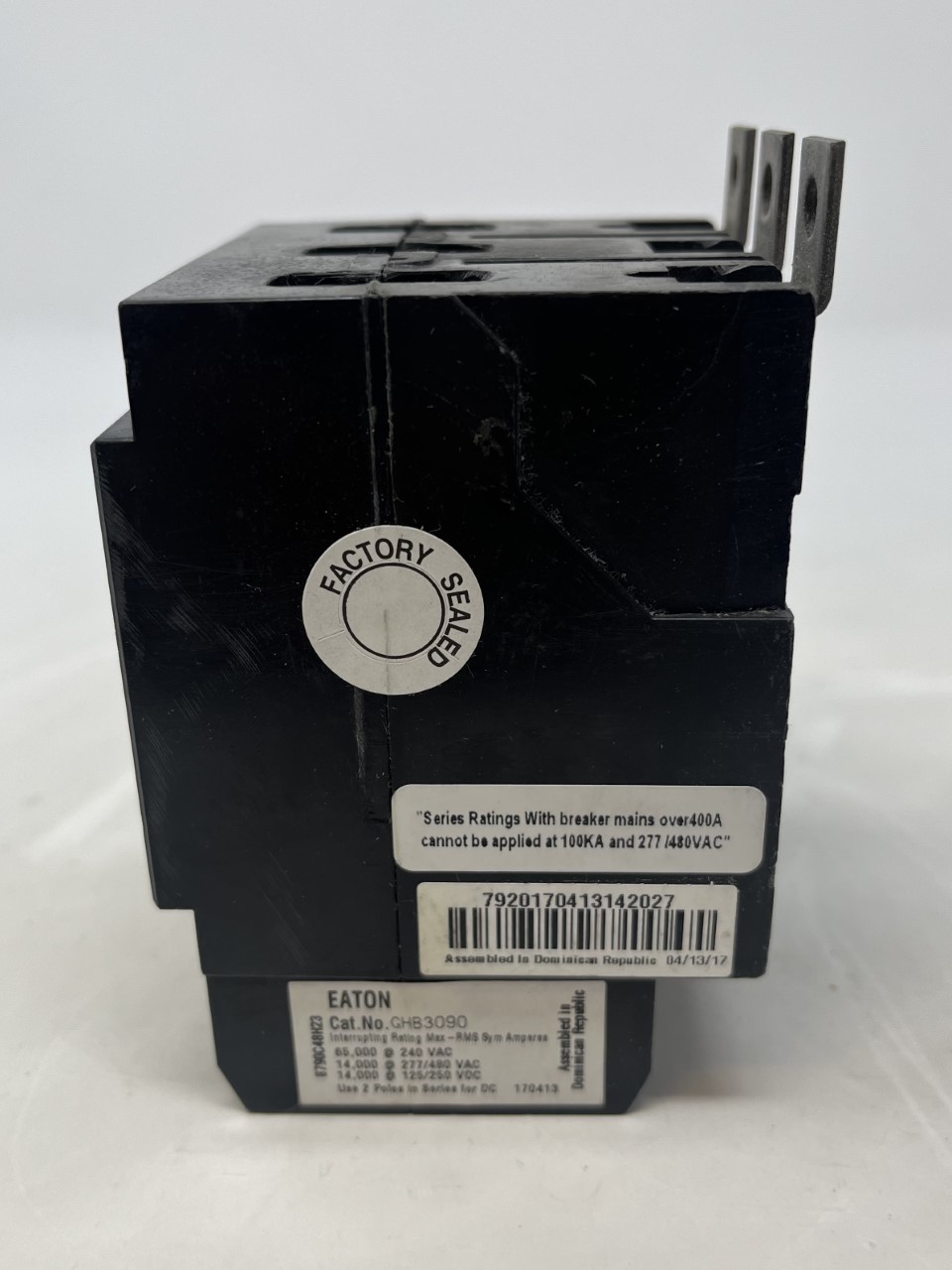 GHB3090 EATON BOLT ON CIRCUIT BREAKER 90AMPS 277480VAC 3POLE 14KAIC
