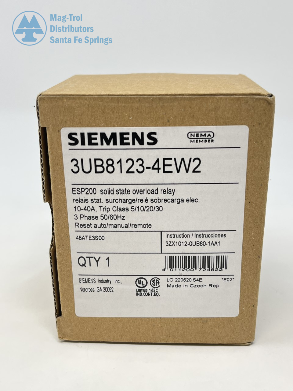 3UB8123-4EW2 – SIEMENS SOLID STATE OVERLOAD RELAY 10-40 AMPS CLASS 5-30 ...